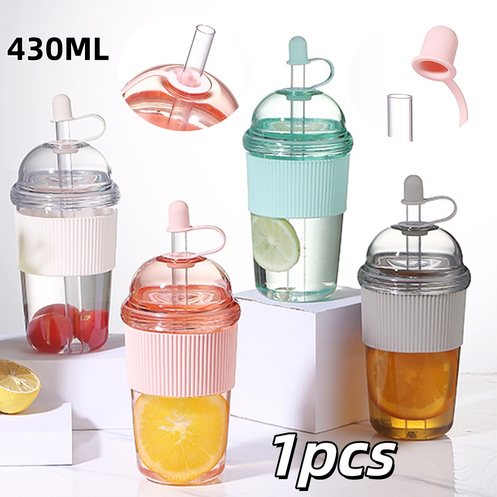 Coffee Jelly Tea - 1pc 430ml portátil flip palha copo
