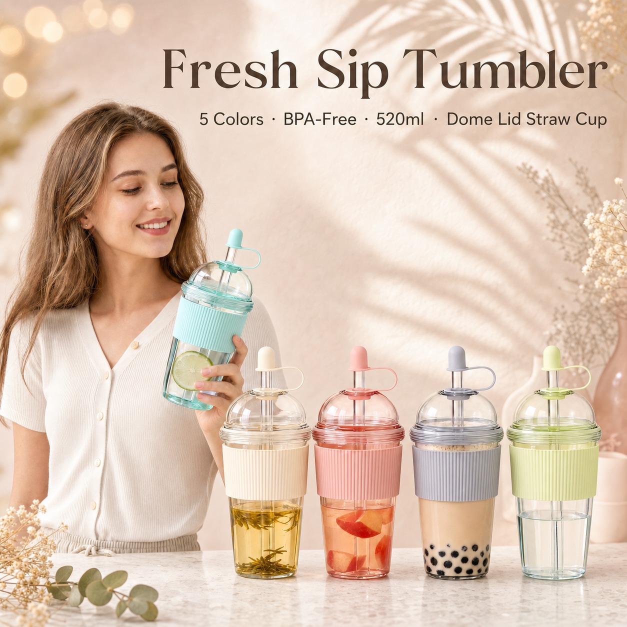 Coffee Jelly Tea - Copo Portátil com Canudo Retrátil de